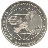 (2002F) Монета Германия (ФРГ) 2002 год 10 евро "Введение Евро"  Серебро Ag 925  PROOF